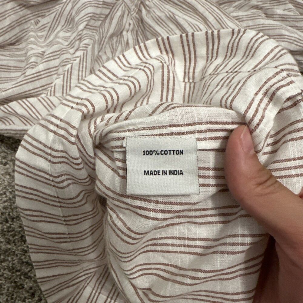 Daughters Of India Striped Linen Poet's Blouse w/Tie Neck Women’s Size Small - Picture 8 of 9